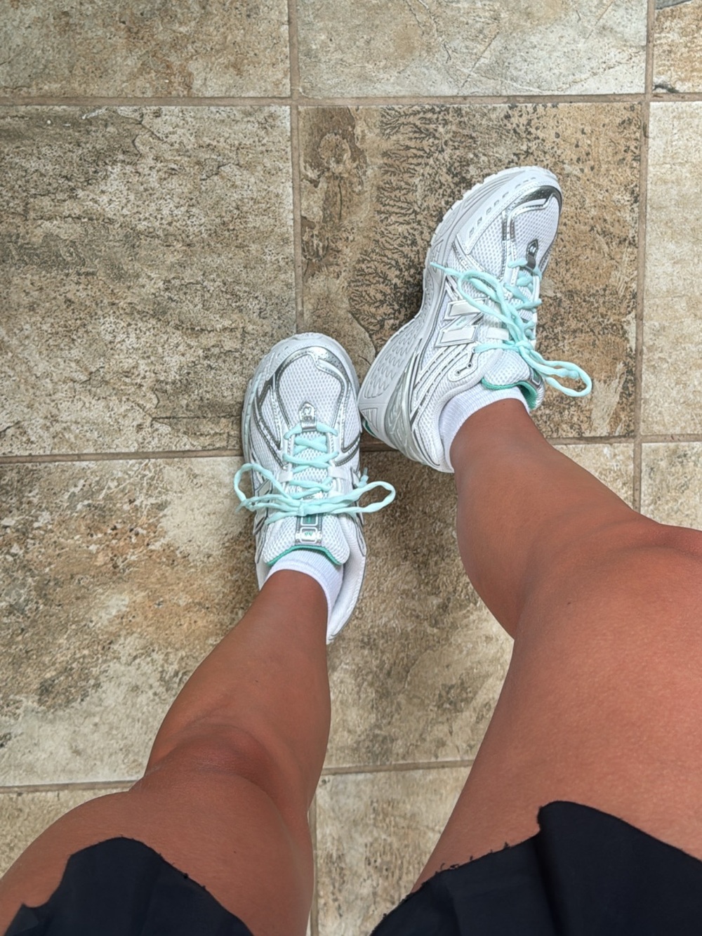 New Balance White Sneakers with Mint Laces - Women